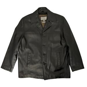 WILSONS LEATHER Sz LG Heavyweight Leather Jacket Removable Thinsulate Liner Blk